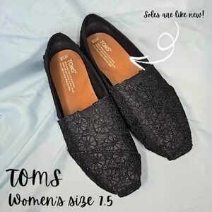 TOMS Black Glitter Lace Slip-on W7.5
